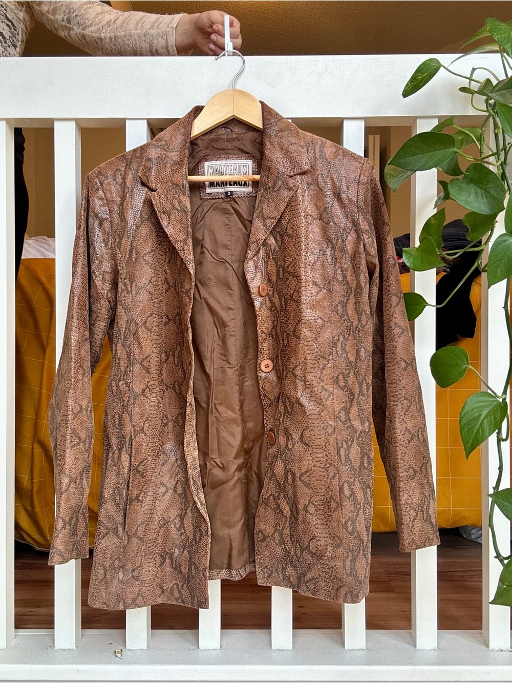 Snake-Print Brown Blazer Jacket